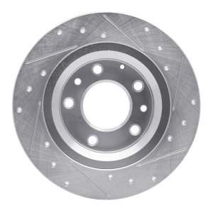 Ford Fusion Brake Rotor (1) - Rear Left - R1 Concepts - Drilled & Slotted - Silver - `98-`15